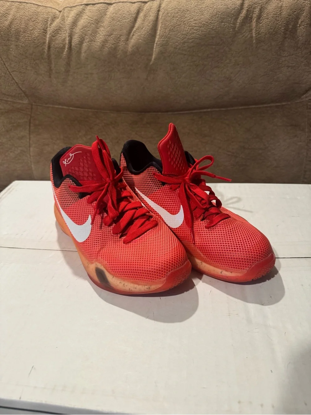 Kids Nike Kobe Bryant mamba Red Athletic Sneakers with White Swoosh